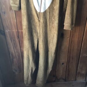 Awake Hooded Reindeer Pajama Size Large One Piece Zipper Long Sleeve Holiday